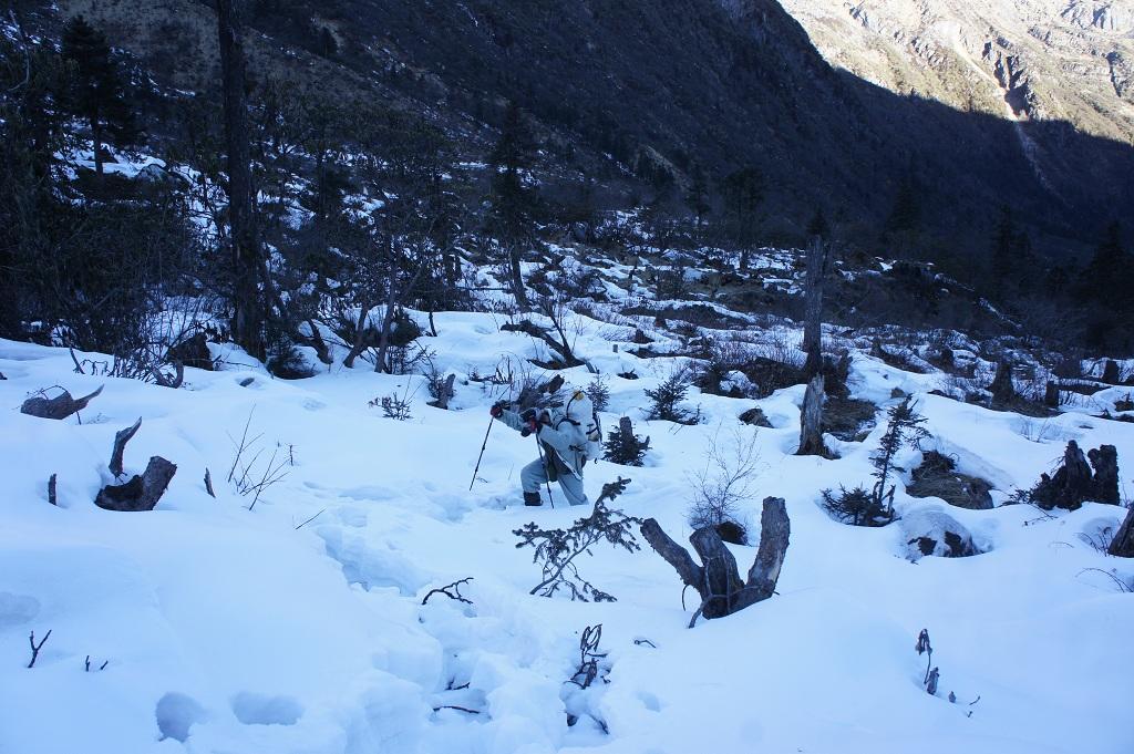 早晨出门就在厚厚的积雪里找路